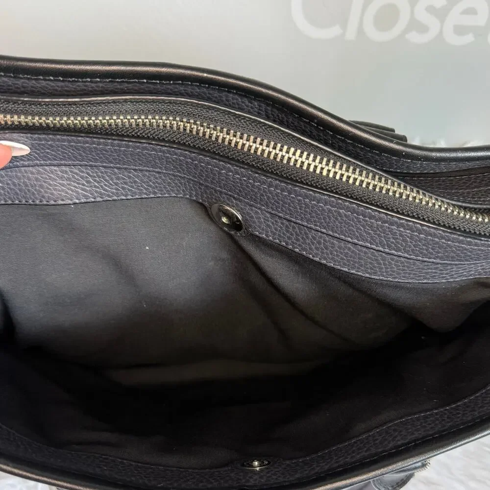 Coach BOND F72308 Black Leather Briefcase w/ Crossbody Strap